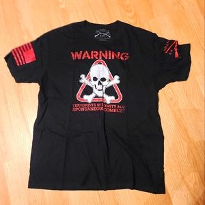 BNWOT Men's Black Grunt Style T-shirt XL Warning Terrorists in Proximity